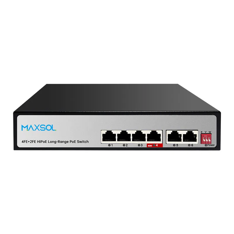 Commutateur Hi-PoE 4 ports, 65W, longue portée 300M, VLAN