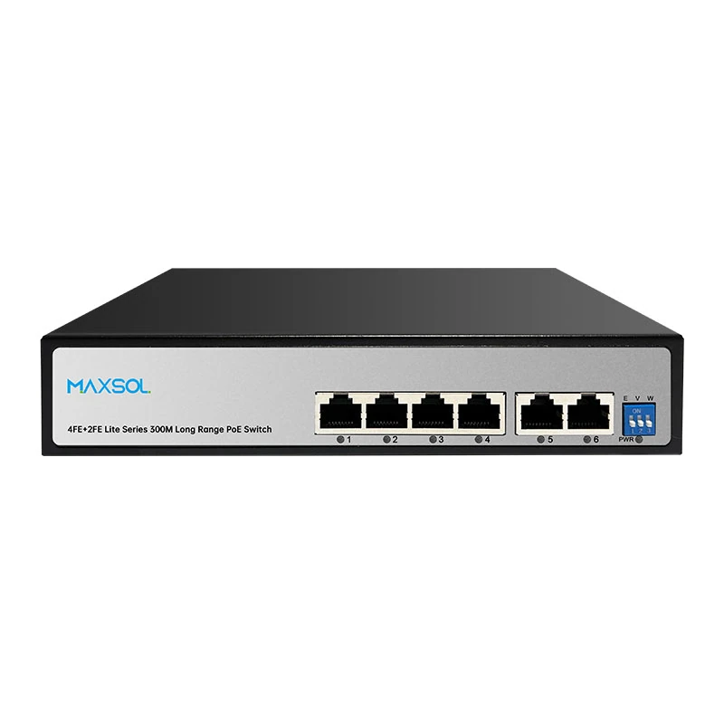 Commutateur AI PoE longue portée à 4 ports, 60W et 2 ports montants