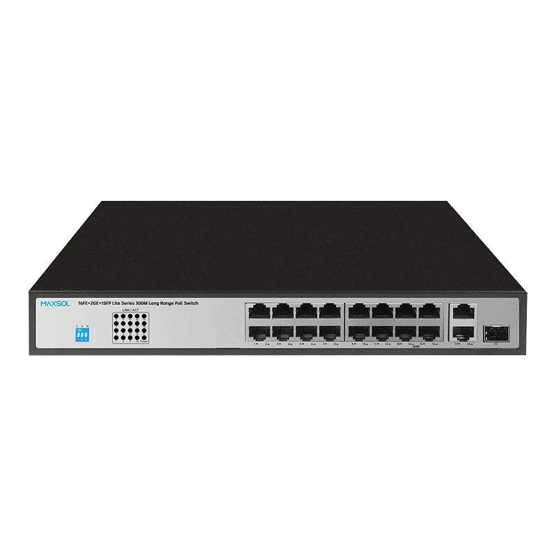 Commutateur Fast Ethernet PoE+ à 16 ports avec liaisons montantes Gigabit