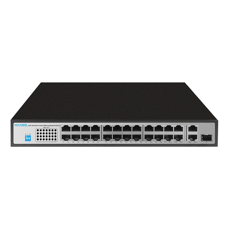 Commutateur Fast Ethernet PoE+ à 24 ports avec liaisons montantes Gigabit