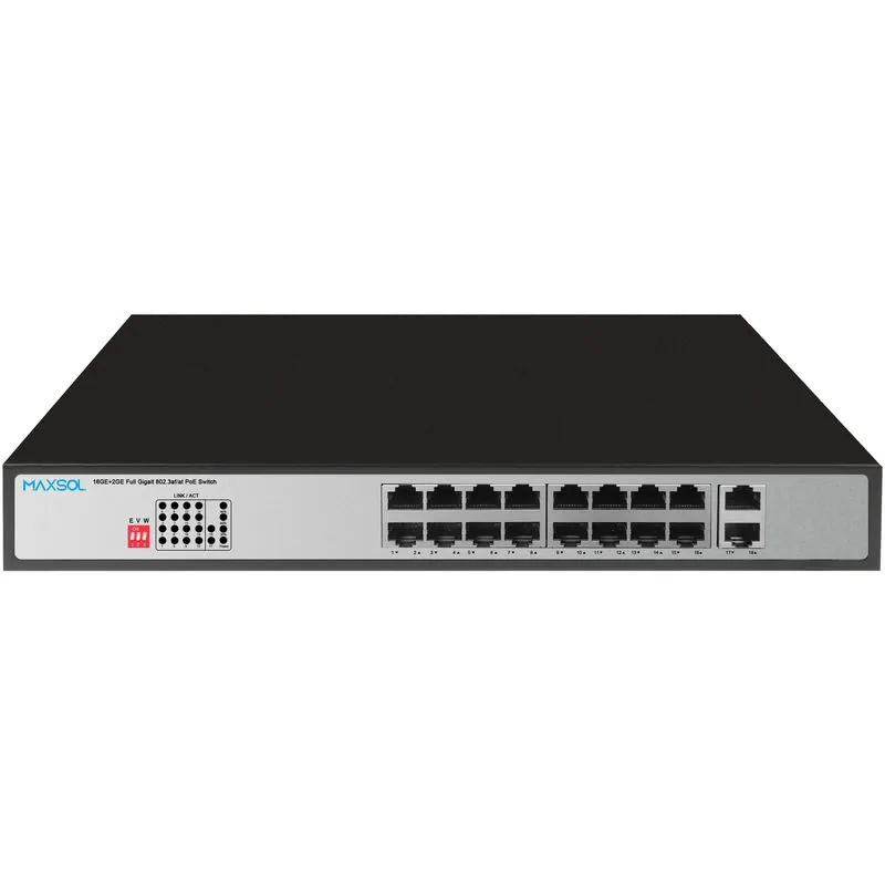 Commutateur PoE+ Gigabit à 16 ports, 300 W, 2 liaisons montantes