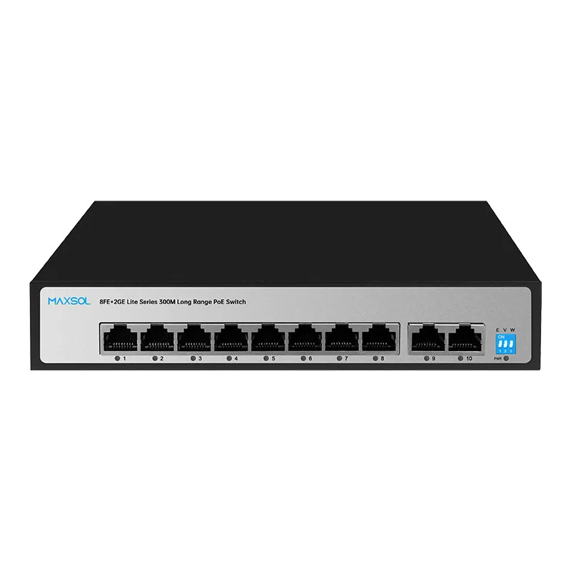 Commutateur PoE+ 8 ports, 2 liaisons Gigabit, longue portée