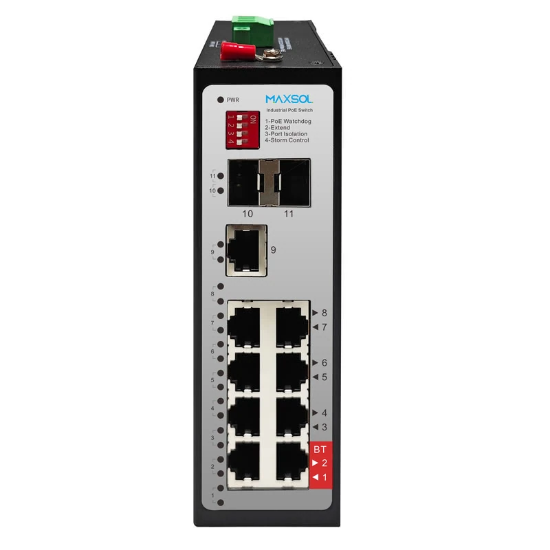 Commutateur Hi-PoE industriel 8 ports, PoE++ 90 W, SFP