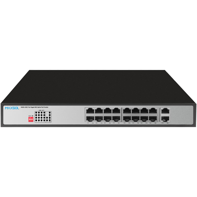 Commutateur PoE+ Gigabit à 16 ports, 300 W, 2 liaisons montantes